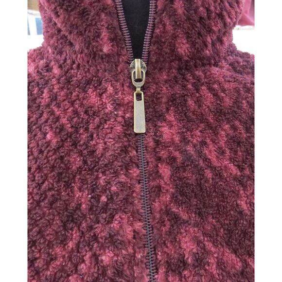 Stan Herman Burgundy Fleece Full zip sweater  Medium  EUC - Picture 3 of 9